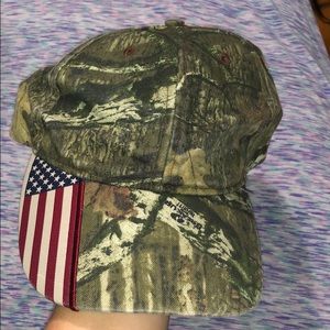 American flag on brim camo hat